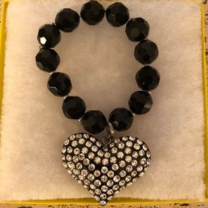 Big heart black beaded bracelet